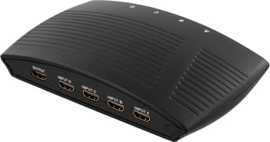DELTACO manuaalinen HDMI-kytkin, 4 tuloa yhteen lähtöön, 19-napainen naaras