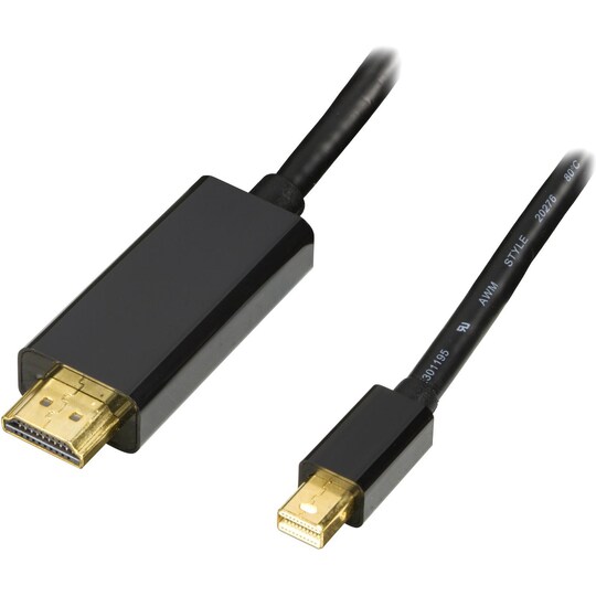 DELTACO mini DisplayPort - HDMI -kaapeli äänellä, Full HD 60Hz, 1m,