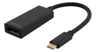 DELTACO USB 3.1 - DisplayPort-sovitin, USB-tyyppi C - DP-naaras, musta