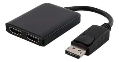 DELTACO DisplayPort - 2xHDMI MST -keskitin, 3840x2160 30Hz, musta