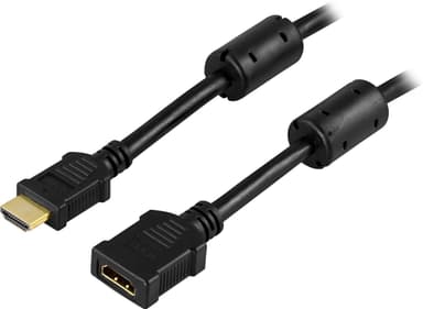 DELTACO HDMI-jatkojohto, 19-napainen uros - naaras, 3m, musta