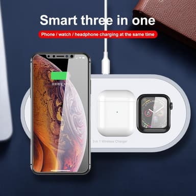 Trådlös 3-i-1 snabbladdare för smartphone, Apple Watch och AirPods