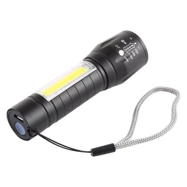 Vedenpitävä USB-Ladattava XPE + COB Taskulamppu / 3 valaisuasetusta