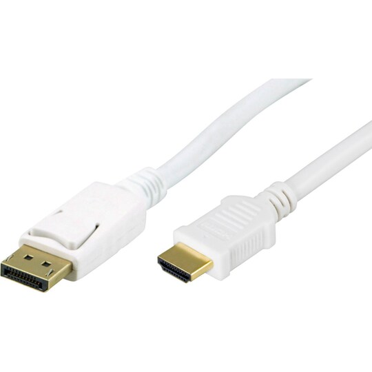 DELTACO DisplayPort HDMI-näyttökaapelille, 20-napainen ha - ha 1m, valkoinen