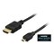 DELTACO HDMI A - Mikrokaapeli, High Speed HDMI, Ethernet, 1m, musta