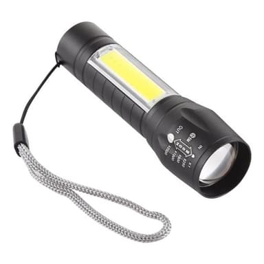 Vedenpitävä USB-Ladattava XPE + COB Taskulamppu / 3 valaisuasetusta