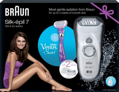 Braun Silk-épil 7 7-537 epilaattori ja Venus Swirl höylä