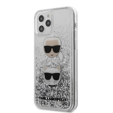 Karl Lagerfeld iPhone 12 Pro Max Suojakuori Liquid Glitter Karl & Choupette Hopea