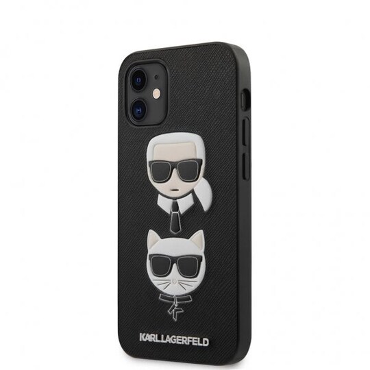 Karl Lagerfeld iPhone 12 Mini Suojakuori Saffiano Karl & Choupette Musta