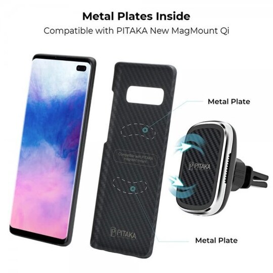 Pitaka Samsung Galaxy S10 Plus Kuori MagEZ Case Musta/Harmaa Twill