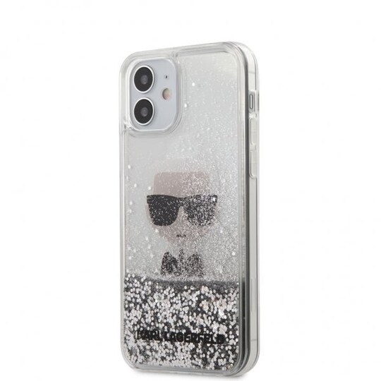 Karl Lagerfeld iPhone 12 Mini Suojakuori Liquid Glitter Hopea