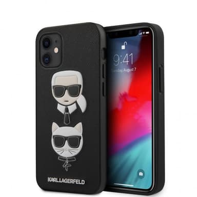 Karl Lagerfeld iPhone 12 Mini Suojakuori Saffiano Karl & Choupette Musta