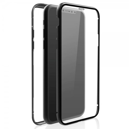 iPhone Xr Kuori 360° Real Glass Case Musta Läpinäkyvä
