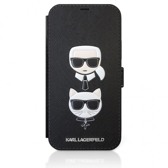 Karl Lagerfeld iPhone 12 Pro Max Kotelo Saffiano Karl & Choupette Musta