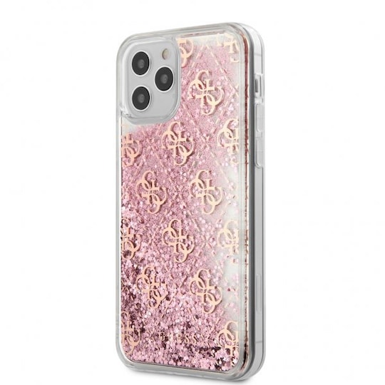 Guess iPhone 12/iPhone 12 Pro Suojakuori Liquid Glitter Vaaleanpunainen