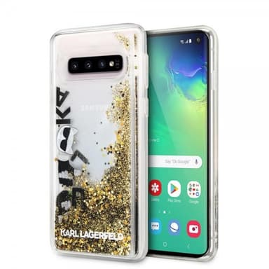 Karl Lagerfeld Samsung Galaxy S10 Kuori Kovamuovi Kulta Kimallus Läpinäkyvä