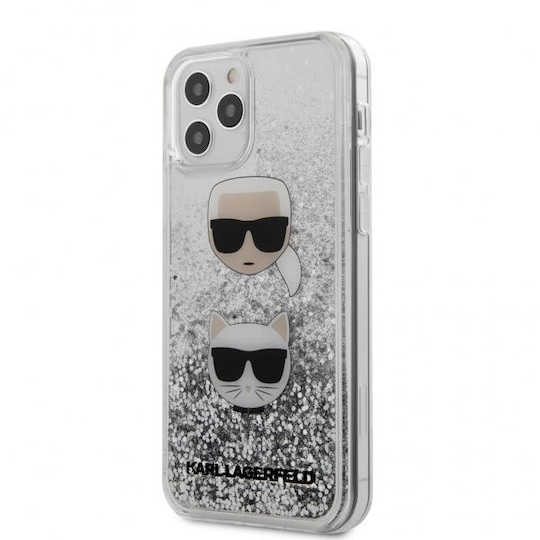 Karl Lagerfeld iPhone 12/iPhone 12 Pro Suojakuori Liquid Glitter Karl & Choupette Hopea