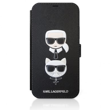 Karl Lagerfeld iPhone 12 Mini Kotelo Saffiano Karl & Choupette Musta