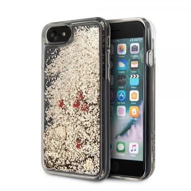 Guess iPhone 7/8/SE Kuori Kimallus Floating Hearts Kulta