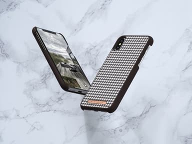 Elements iPhone Xs Max Kuori Idun Saeson Ruudukon Kuvio Ruskea Valkoinen