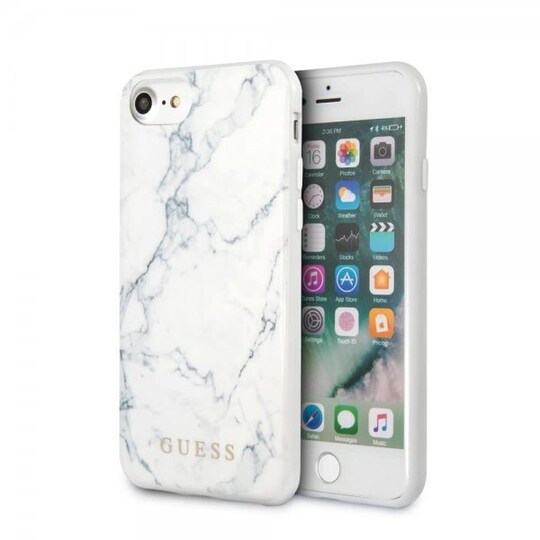Guess iPhone 7/8/SE Kuori Marble Cover Valkoinen