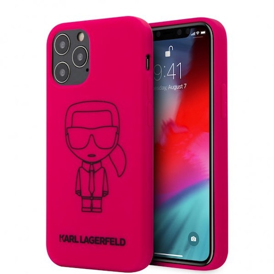 Karl Lagerfeld iPhone 12/iPhone 12 Pro Suojakuori Iconic Outline Vaaleanpunainen