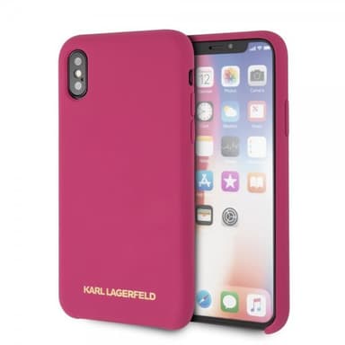 Karl Lagerfeld iPhone X/Xs Kuori Silikonii Lagerfeld Kulta Logo Magenta