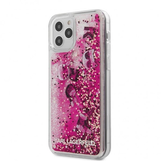 Karl Lagerfeld iPhone 12/iPhone 12 Pro Suojakuori Liquid Glitter Charms Vaaleanpunainen