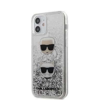 Karl Lagerfeld iPhone 12 Mini Suojakuori Liquid Glitter Karl & Choupette Hopea
