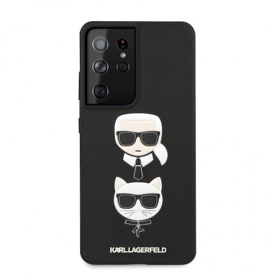 Karl Lagerfeld Samsung Galaxy S21 Ultra Kuori Saffiano Karl & Choupette Musta