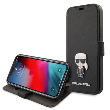Karl Lagerfeld iPhone 12 Pro Max Kotelo Embossed Karl Saffiano Musta