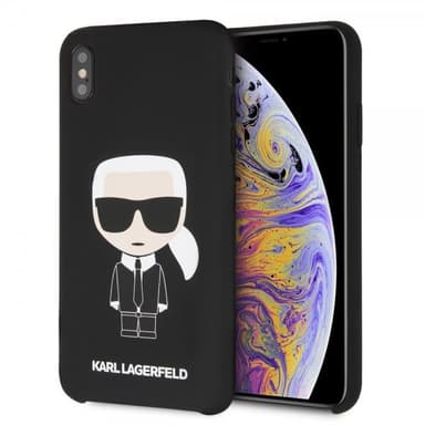 Karl Lagerfeld iPhone Xs Max Kuori Silikonii Karl Musta