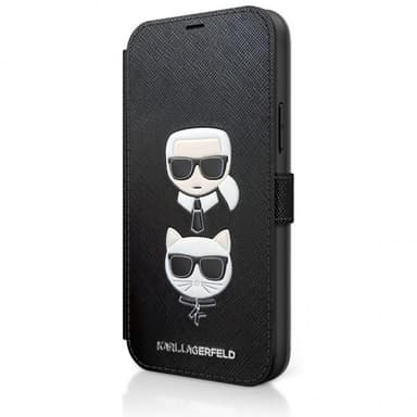 Karl Lagerfeld iPhone 12 Mini Kotelo Saffiano Karl & Choupette Musta