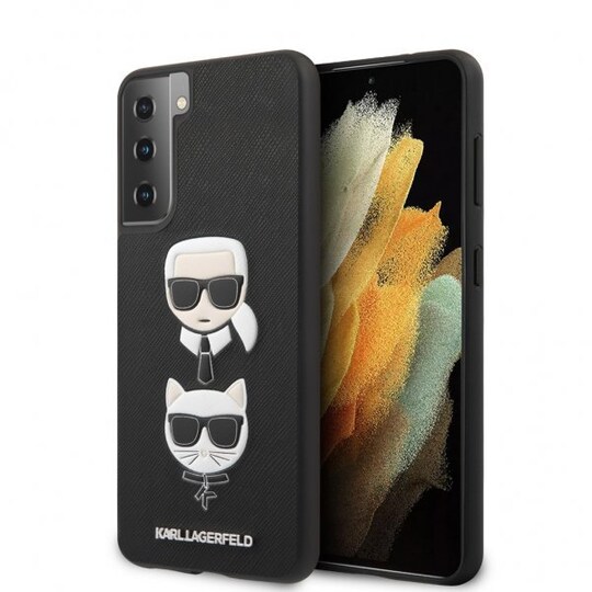 Karl Lagerfeld Samsung Galaxy S21 Kuori Saffiano Karl & Choupette Musta