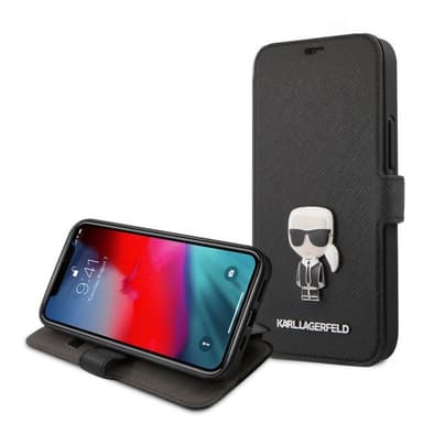 Karl Lagerfeld iPhone 12 Mini Kotelo Embossed Karl Saffiano Musta