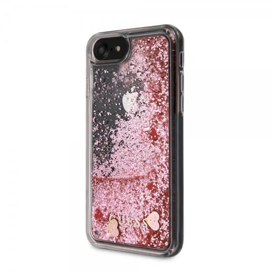 Guess iPhone 7/8/SE Kuori Kimallus Floating Hearts Vaaleanpunainen