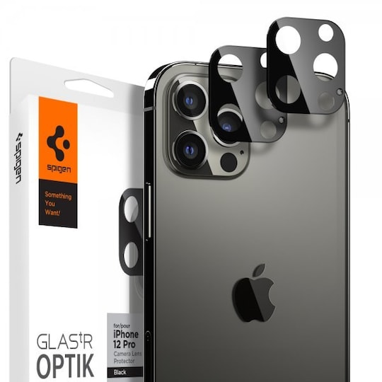 Spigen iPhone 12 Pro Kameran linssinsuojus GLAS.tR Optik Musta