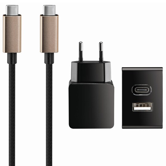 Sandstrøm USB-C verkkovirtalaturi (musta/kulta)