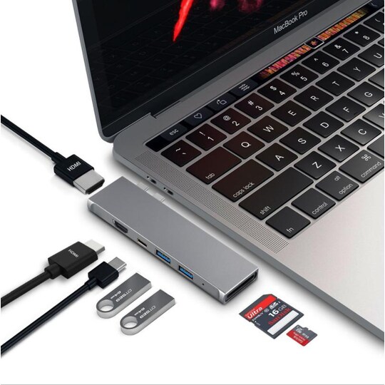 Kaksi USB-C Thunderbolt 3 -porttia, 7 porttia