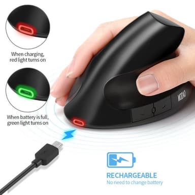 Langaton ergonominen tietokonehiiri, USB - musta