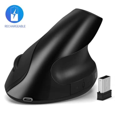 Langaton ergonominen tietokonehiiri, USB - musta
