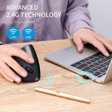 Langaton ergonominen tietokonehiiri, USB - musta