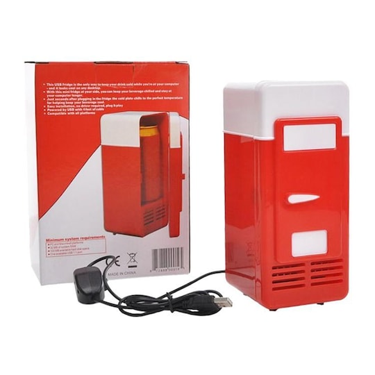 Minijääkaappi ja lämmityskaappi 2-in-1 USB: llä - punainen