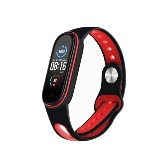 Xiamoi Mi Band 5 rannekoru silikoni musta / punainen