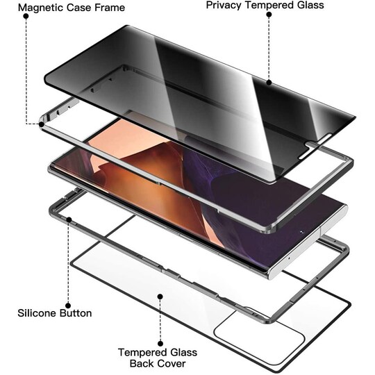 Mobiilikotelo Samsung Galaxy Note 20 Ultra karkaistua lasia / magneettista mustaa