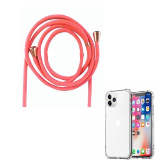 iPhone X / XS -kotelo vaaleanpunaisella kaulakorulla