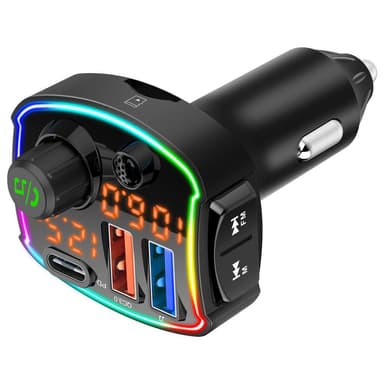 FM-lähetin USB MP3 Bluetooth PD / QC autolle musta