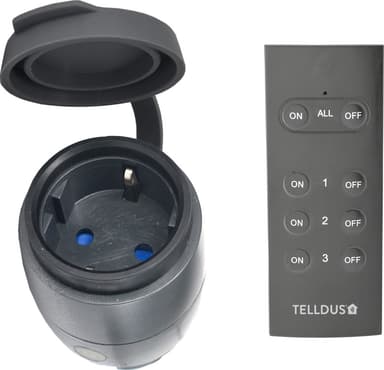 Telldus Mini IP44 + kauko-ohjattava pistoke ulkotiloihin