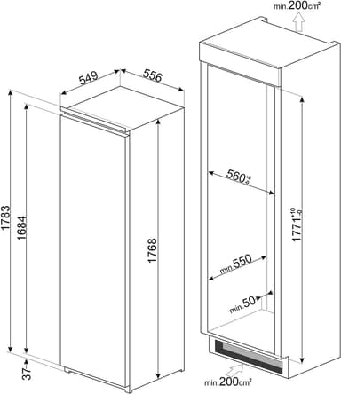 Smeg pakastin S8F174DNE integroitava