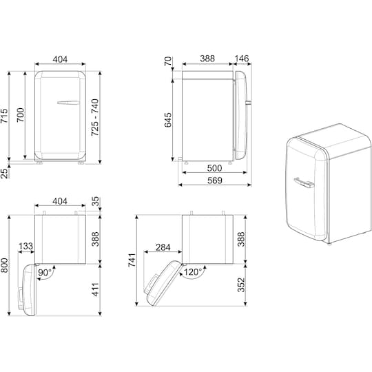Smeg 50’s Style minijääkaappi FAB5LWH5 (valkoinen)